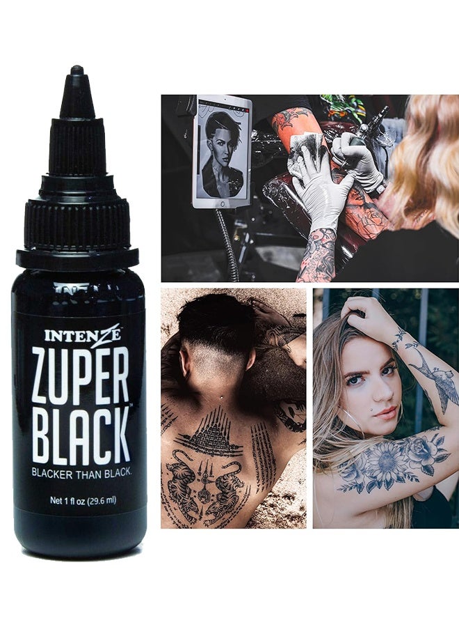 Intenze Tattoo Pigments, Professional Tattoo Inks, Skin Safe Permanent Tattoos, Vegan (Black 29.6ml) - Image 2